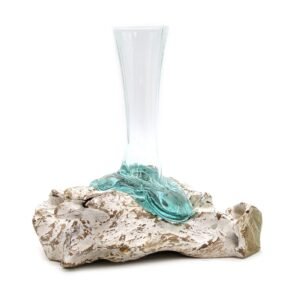 Organic Whitewash Vase Recycled Glass Wood