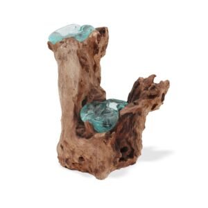 Balanced Glow Double Candle Holder Glass Wood