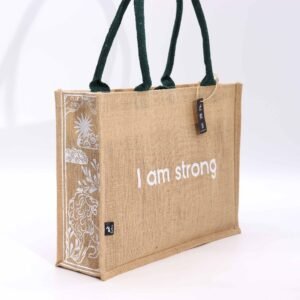 Empowering Eco Jute Tote Bag I Am Strong
