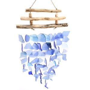 Soothing Coastal Wind Chime All Blue Glass