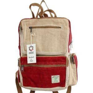 Weekend Escape Boxy Hemp Backpack Wine Cream