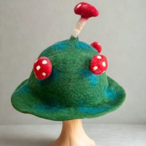 Earthy Festival Mushroom Hat Moss Green Wool