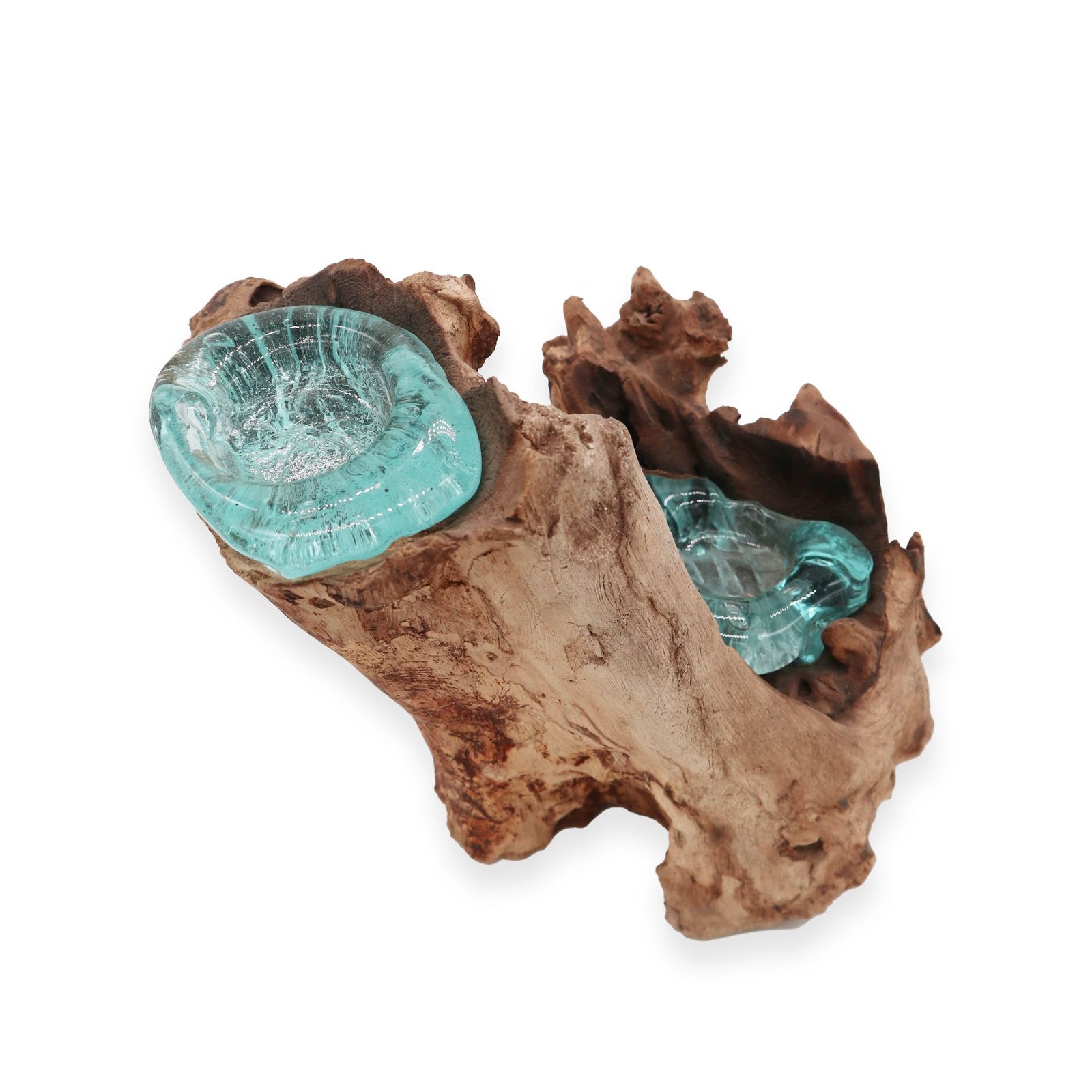 balanced glow double candle holder glass wood Balanced Glow Double Candle Holder Glass Wood - Image 2