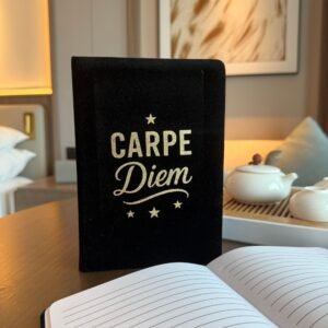 Daily Intentions Velvet Notebook Black Carpe Diem