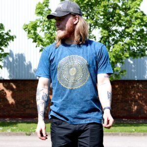 Soothing Mandala Stonewashed Cotton T-Shirt Blue