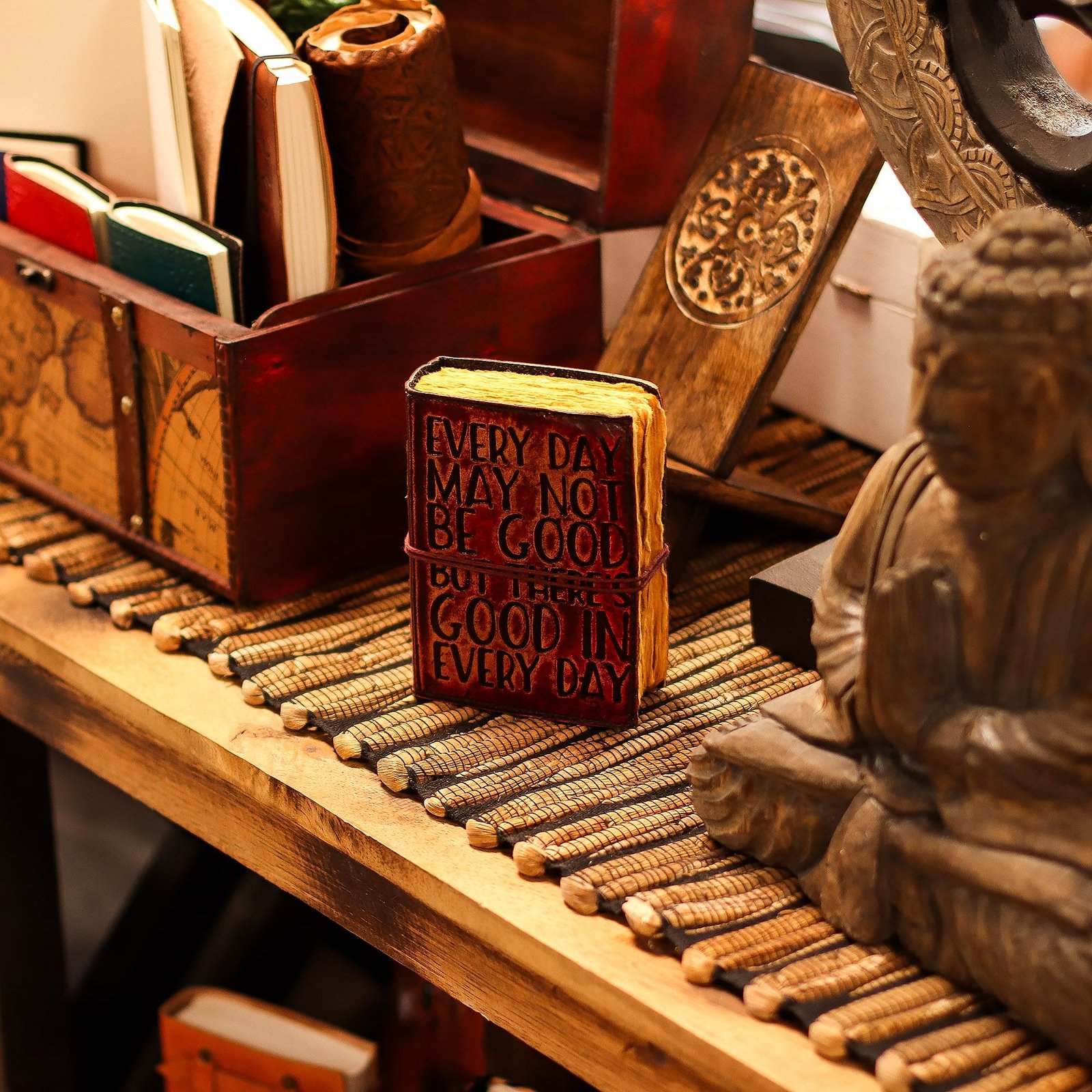 gratitude reflection leather notebook deckled edge Gratitude Reflection Leather Notebook Deckled Edge