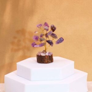 Calming Mini Gemstone Tree Amethyst Wood