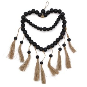 Boho Wall Hanging Heart Beaded Seagrass