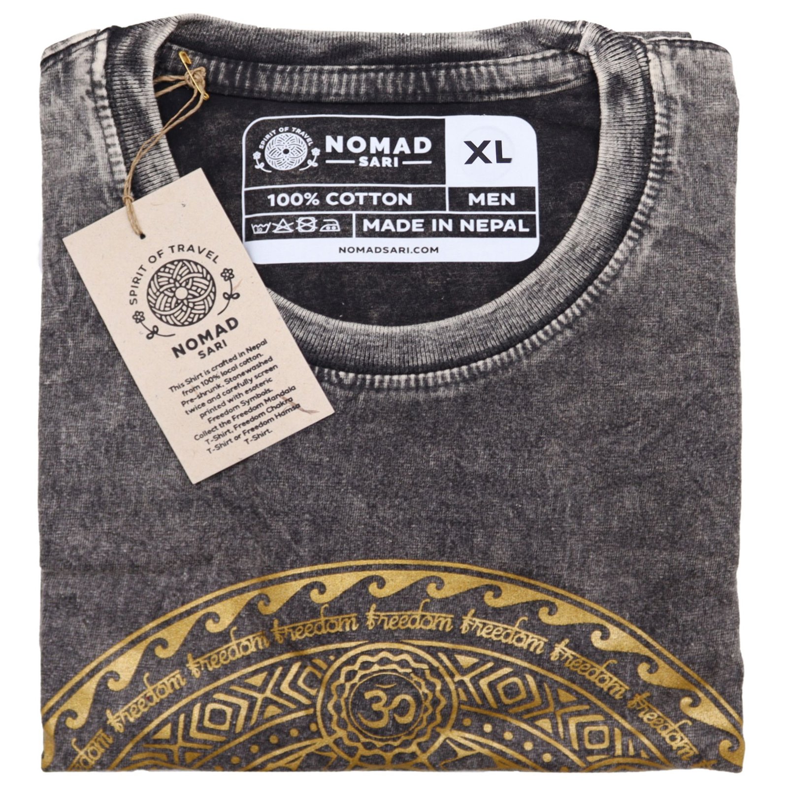 stability chakra stonewashed cotton t-shirt charcoal Stability Chakra Stonewashed Cotton T-Shirt Charcoal - Image 2