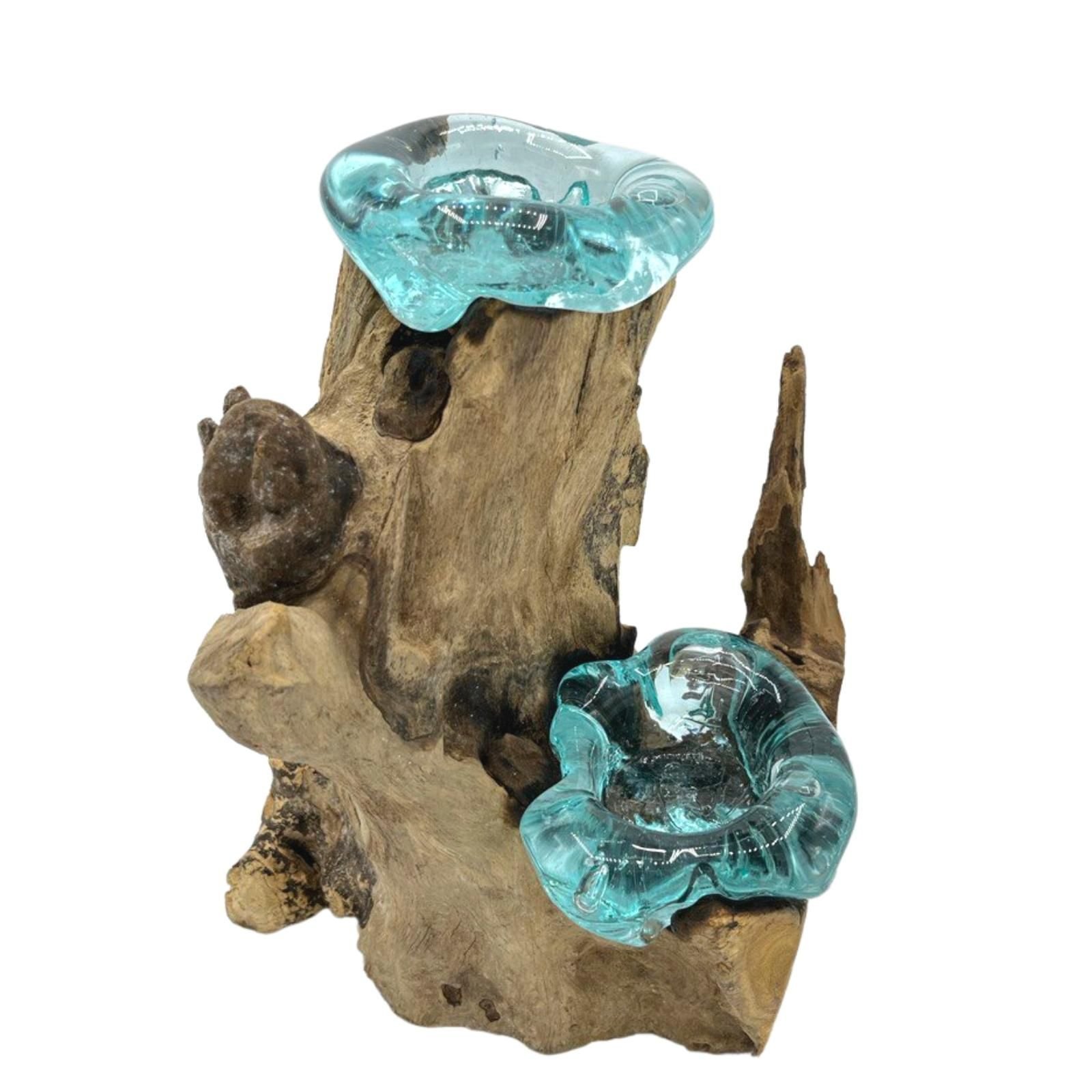 balanced glow double candle holder glass wood Balanced Glow Double Candle Holder Glass Wood - Image 3