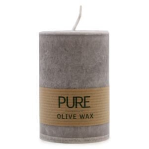 Calm Stone Pure Olive Wax Pillar Grey