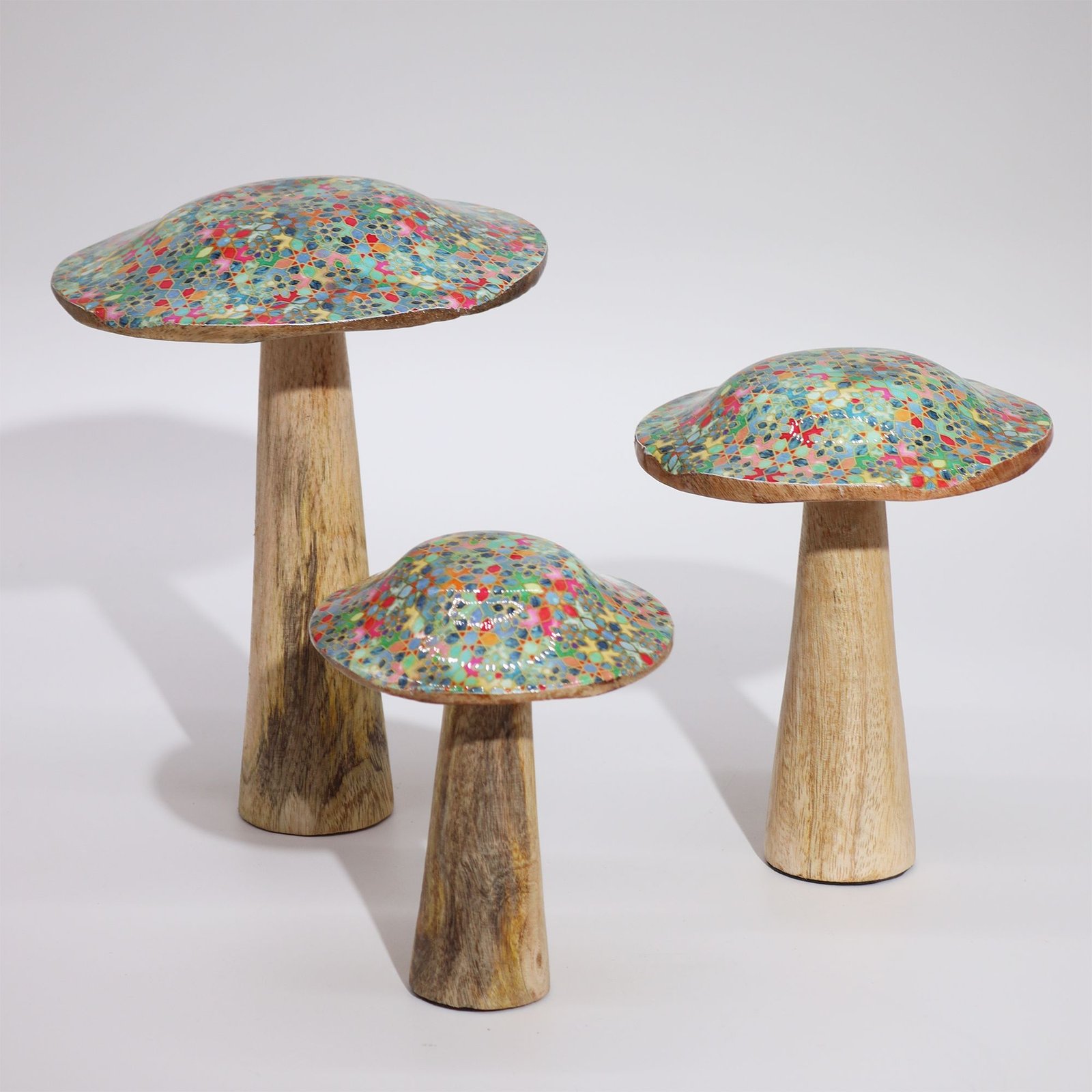 vibrant mediterranean tile wooden mushroom decor Vibrant Mediterranean Tile Wooden Mushroom Decor - Image 2