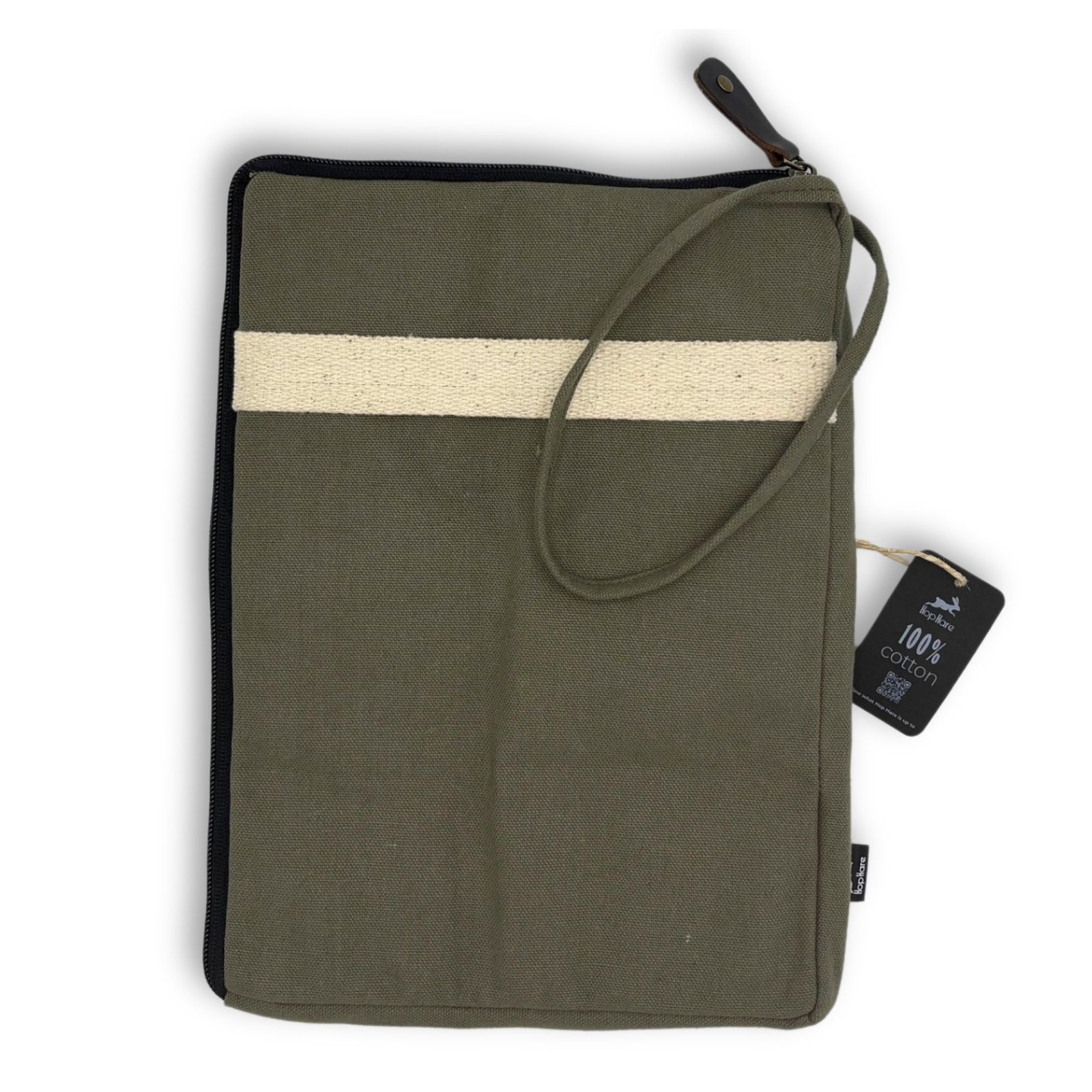 large canvas laptop pouch olive green Large Canvas Laptop Pouch Olive Green - Image 2