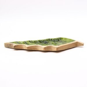 Nature-Inspired Leaf Mango Wood Enamel Bowl