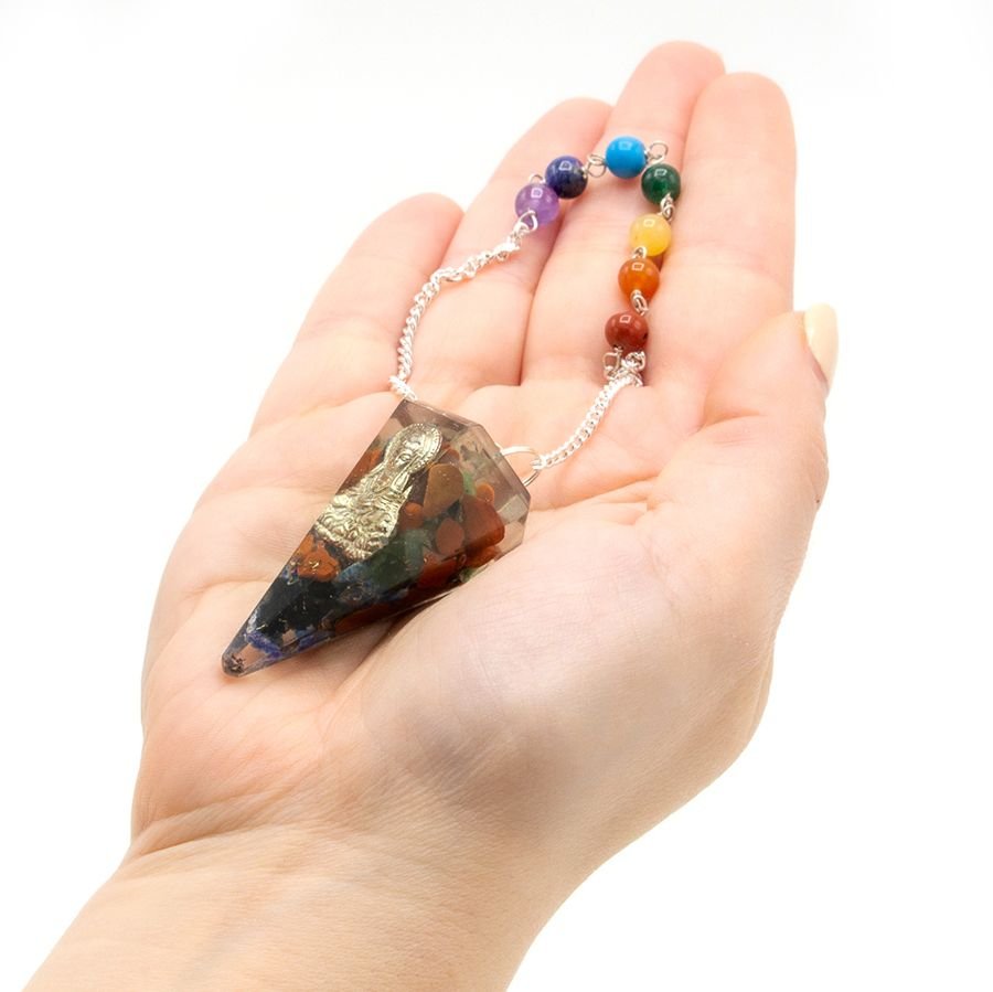 serene insight orgonite chakra pendulum buddha Serene Insight Orgonite Chakra Pendulum Buddha - Image 4