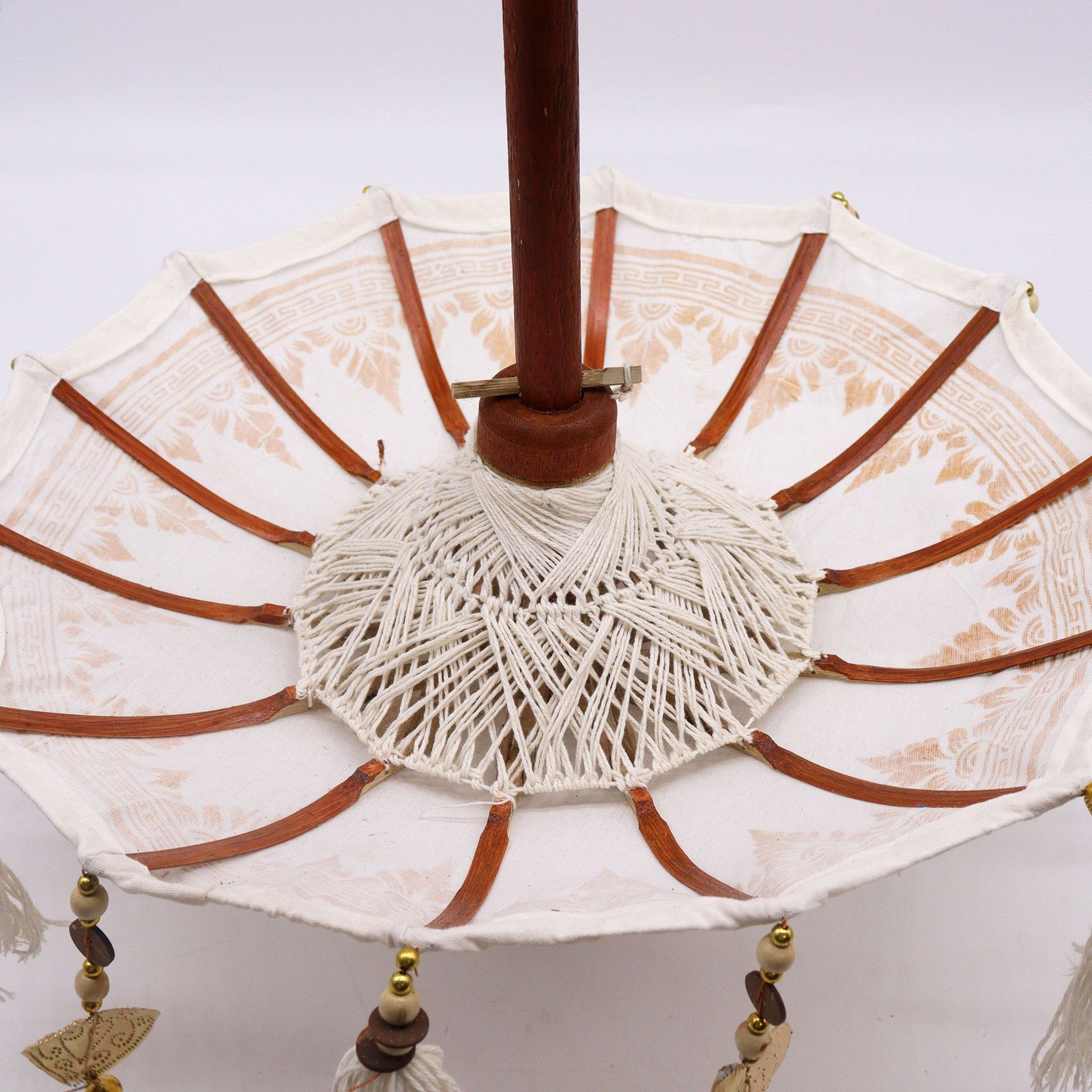 radiant balinese decor parasol white gold canvas Radiant Balinese Decor Parasol White Gold Canvas - Image 4