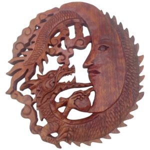 Mystic Union Moonface and Dragon Wood Plaque