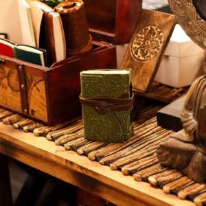 Creative Focus Leather Notebook Green Maze