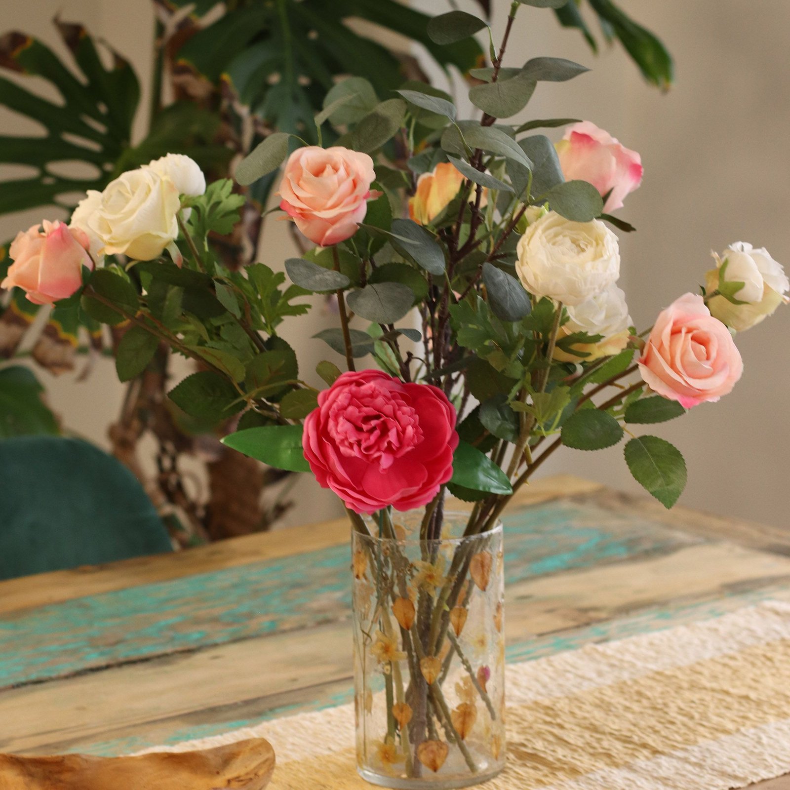 elegant tall vase candle holder rose florals Elegant Tall Vase Candle Holder Rose Florals - Image 3