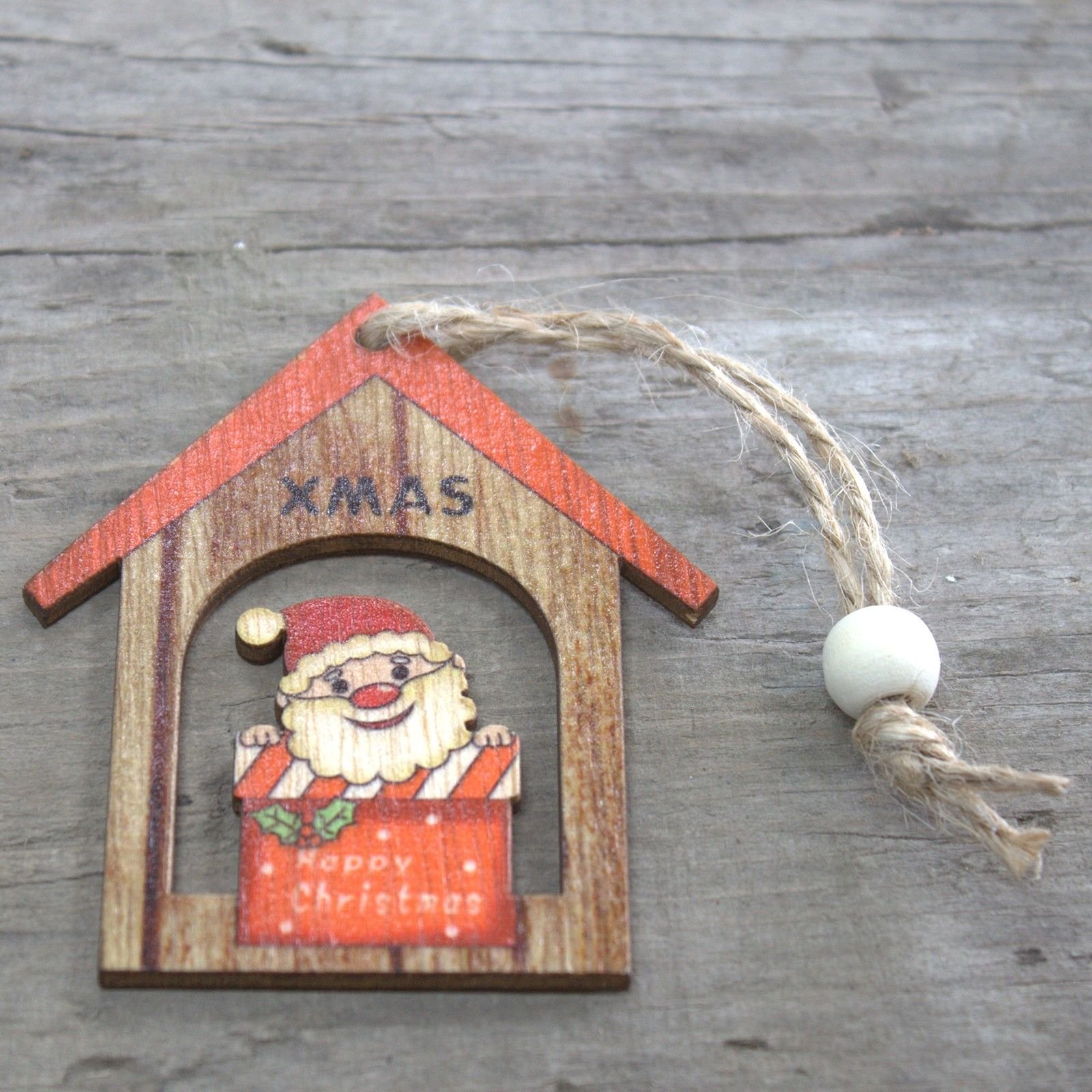 joyful noel wooden ornaments santa with gift Joyful Noel Wooden Ornaments Santa With Gift - Image 3