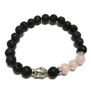 Heart-Soothing Lava Stone Bracelet Rose Quartz