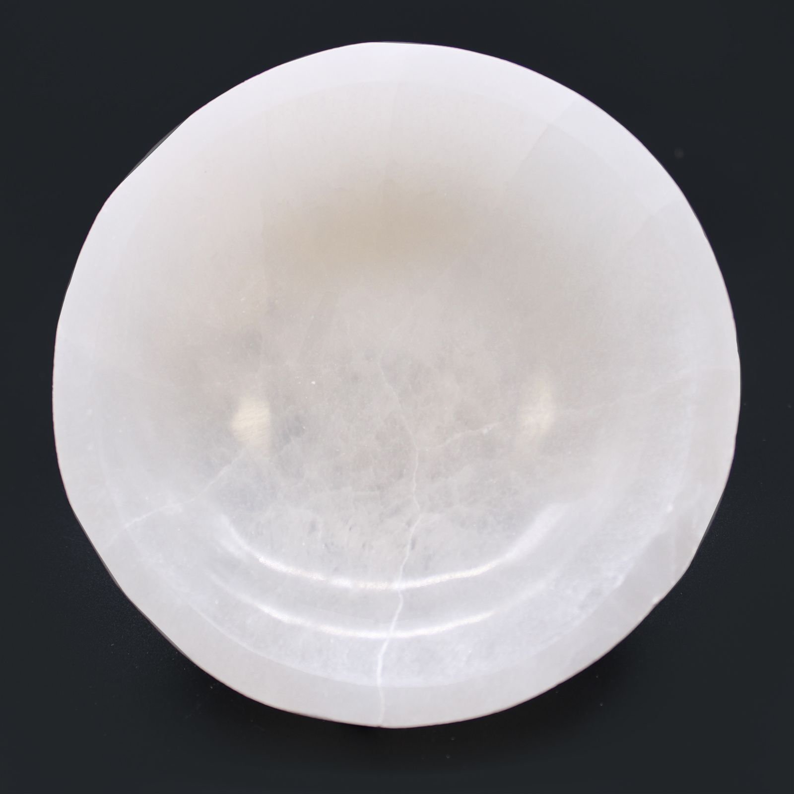 cleansing selenite round crystal bowl 15cm Cleansing Selenite Round Crystal Bowl 15cm - Image 2