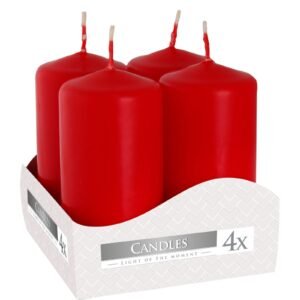 Celebration Glow Pillar Candles Red Tall Set