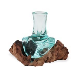 Wild Bloom Small Flower Vase Glass Wood