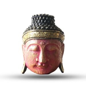 Energising Wall Buddha Head Red Wood Sculpture