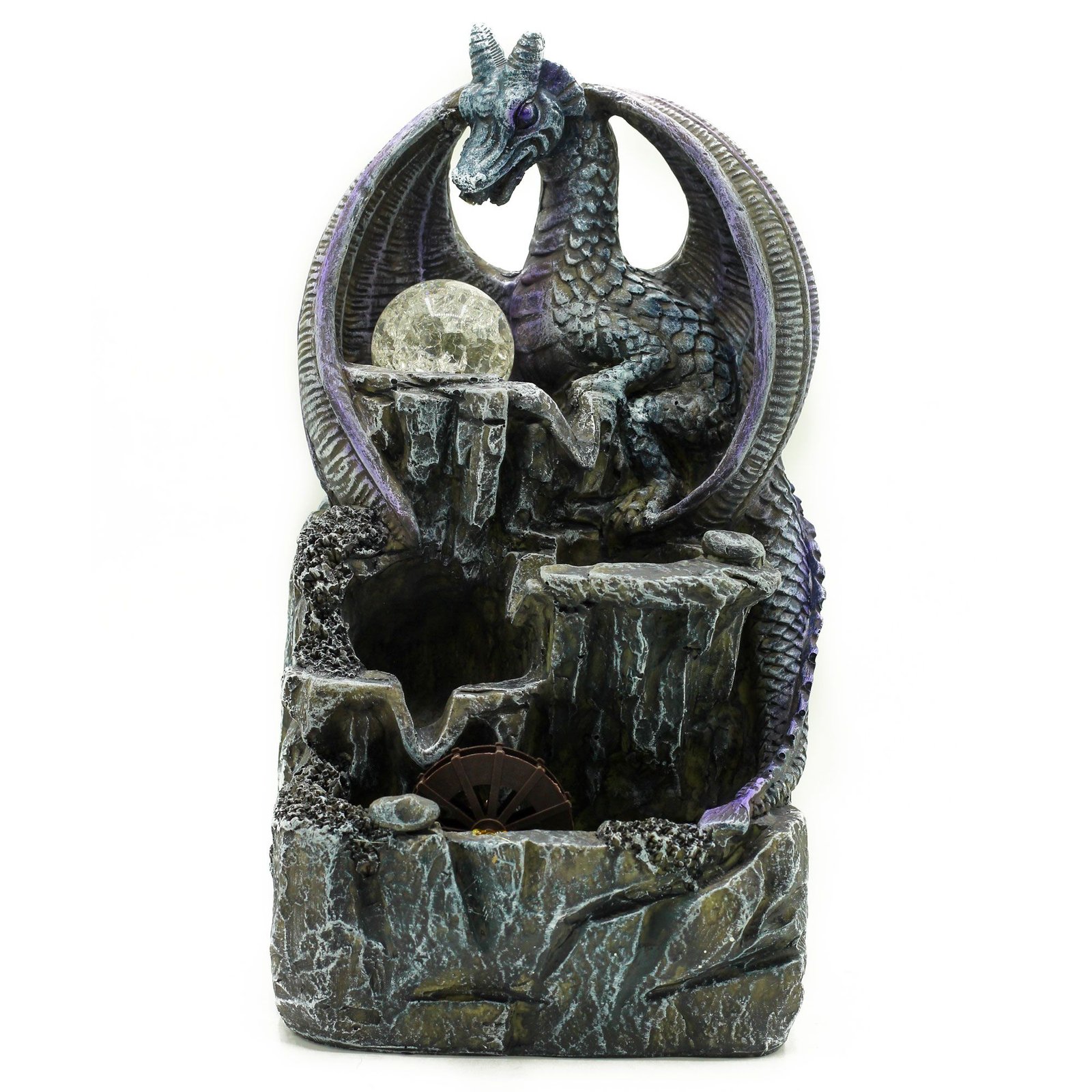 enchanted purple dragon fountain with crystal Enchanted Purple Dragon Fountain with Crystal
