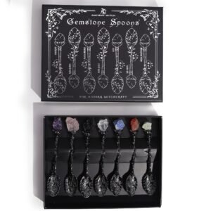 Mystic Ritual Gemstone Dark Silver Spoon Set