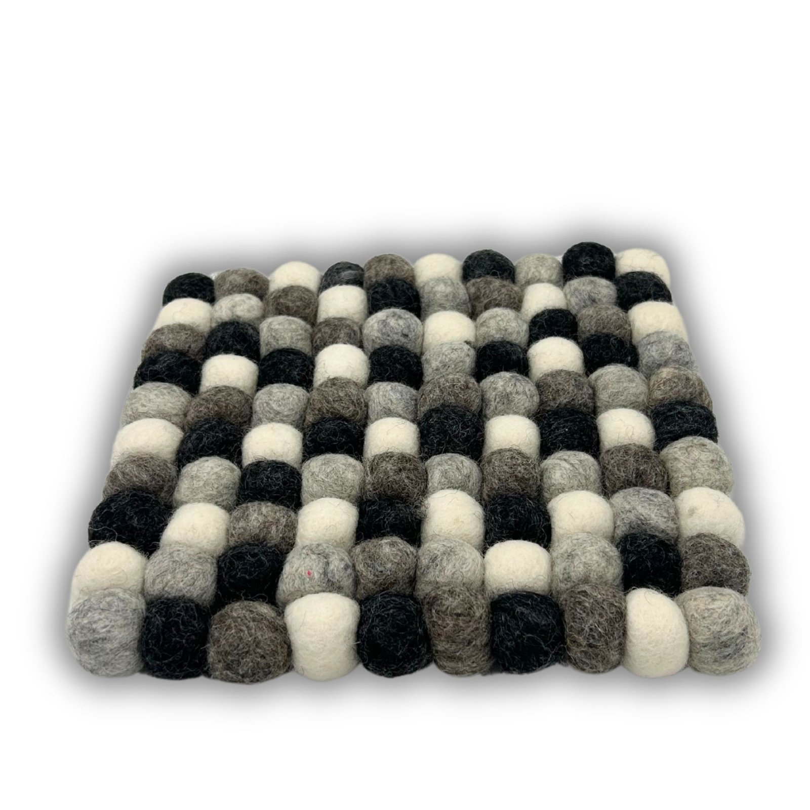 felt ball square coasters - 10cm multi grey colour (set of 4) Felt Ball Square Coasters - 10cm Multi Grey colour (set of 4) - Image 2