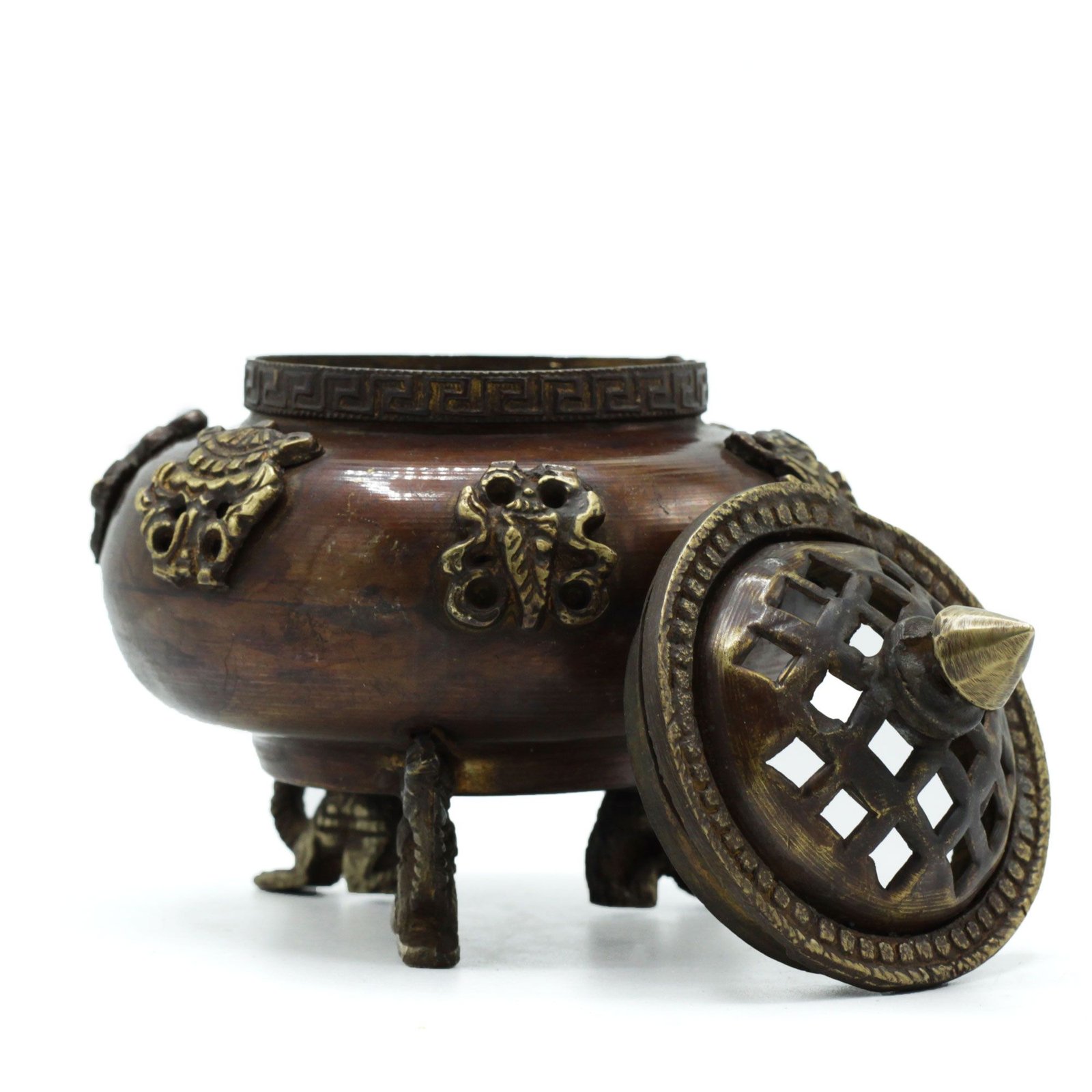 tranquil ritual incense burner six tibetan symbols Tranquil Ritual Incense Burner Six Tibetan Symbols - Image 2