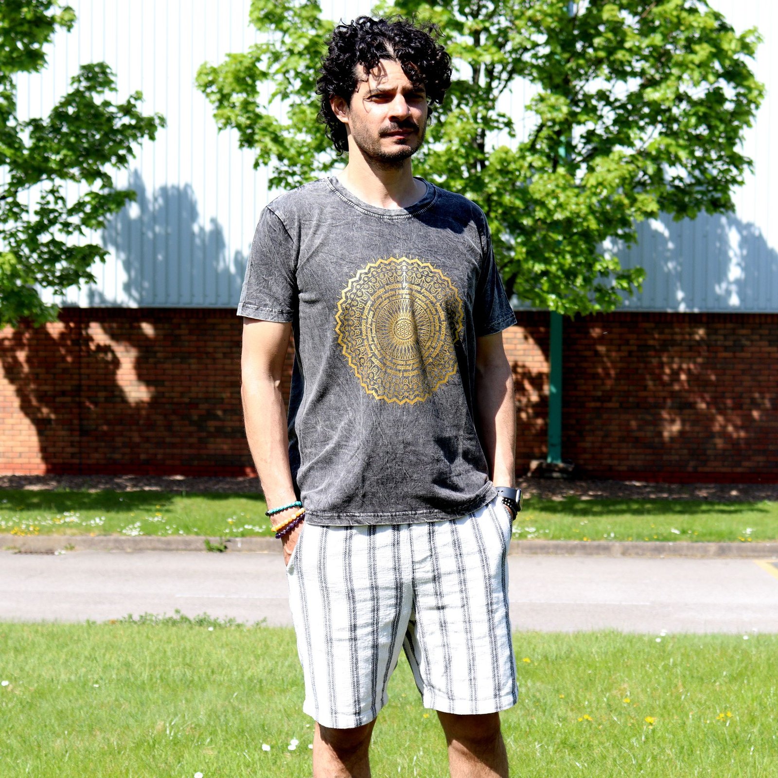 grounding mandala stonewashed cotton t-shirt charcoal Grounding Mandala Stonewashed Cotton T-Shirt Charcoal - Image 3