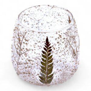 Woodland Glow Glass Candle Holder Fern