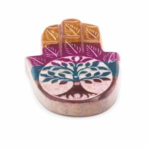 Protective Hamsa Incense Holder Soapstone Tree