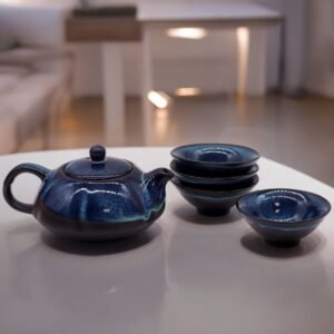 Tranquil Harmony Teapot Set Deep Blue Ceramic