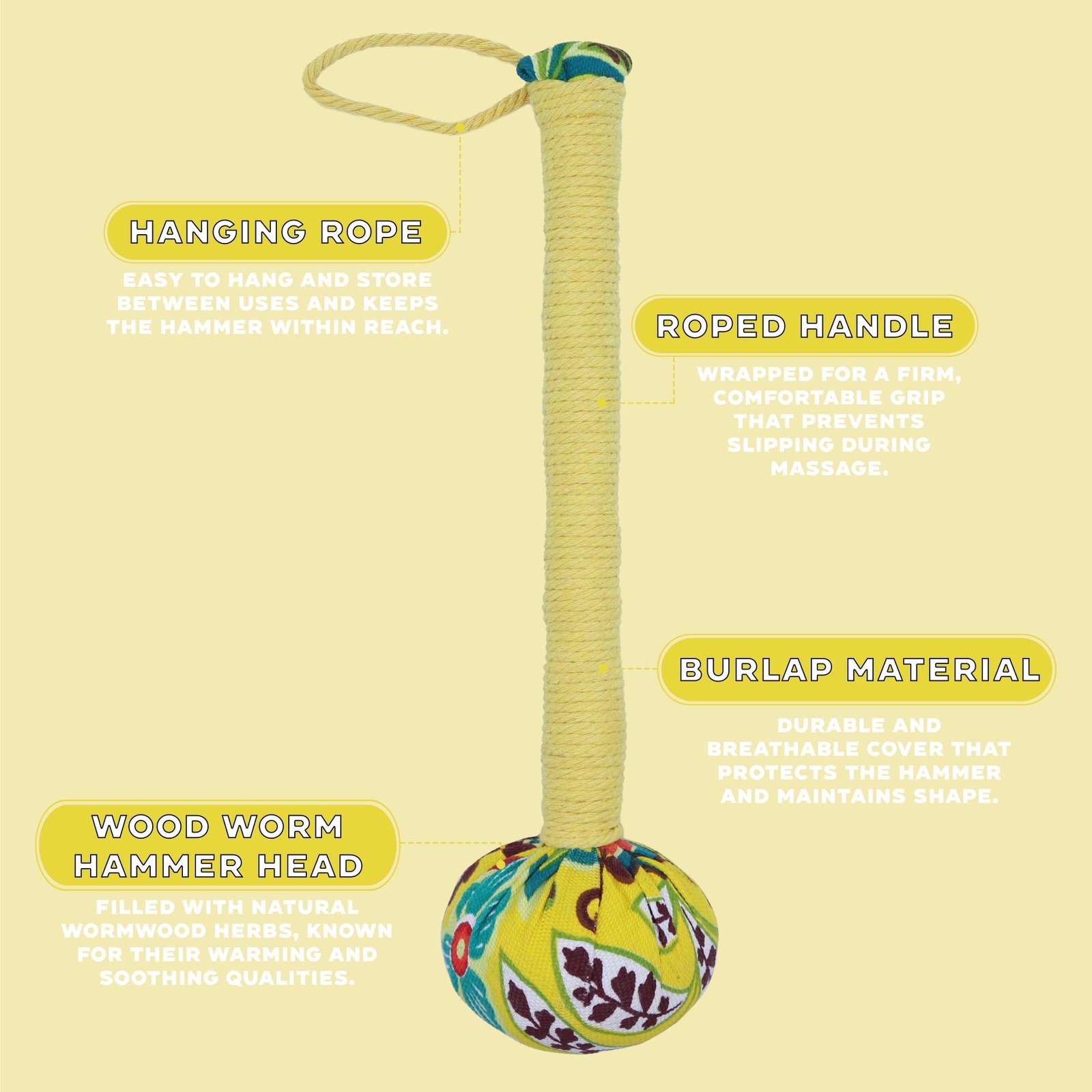energising wormwood herbal massage hammer yellow Energising Wormwood Herbal Massage Hammer Yellow - Image 10