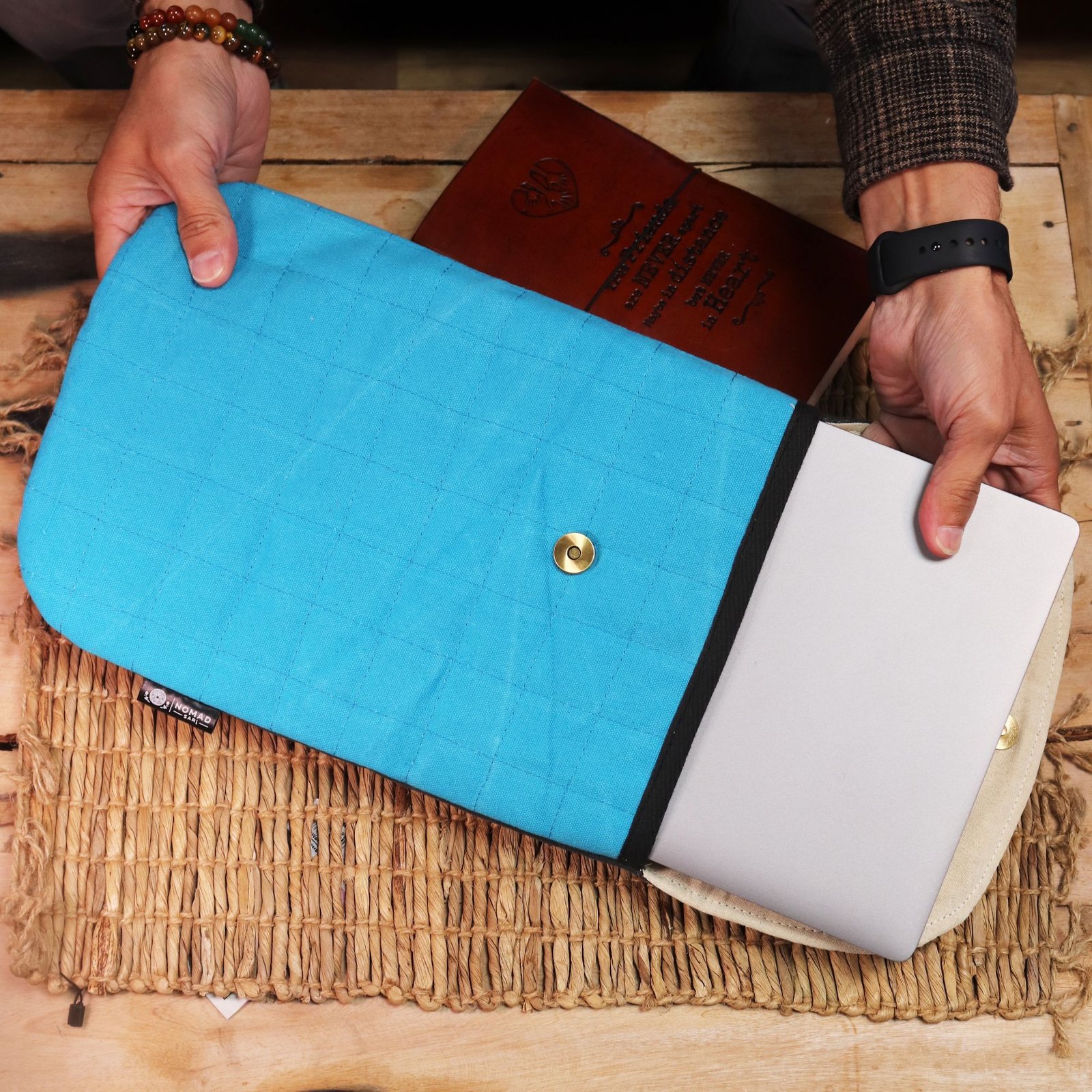 Žlté bavlnené polstrované puzdro na laptop 13 Žiarivé ochranné puzdro na laptop žltá bavlna – Obrázok 6