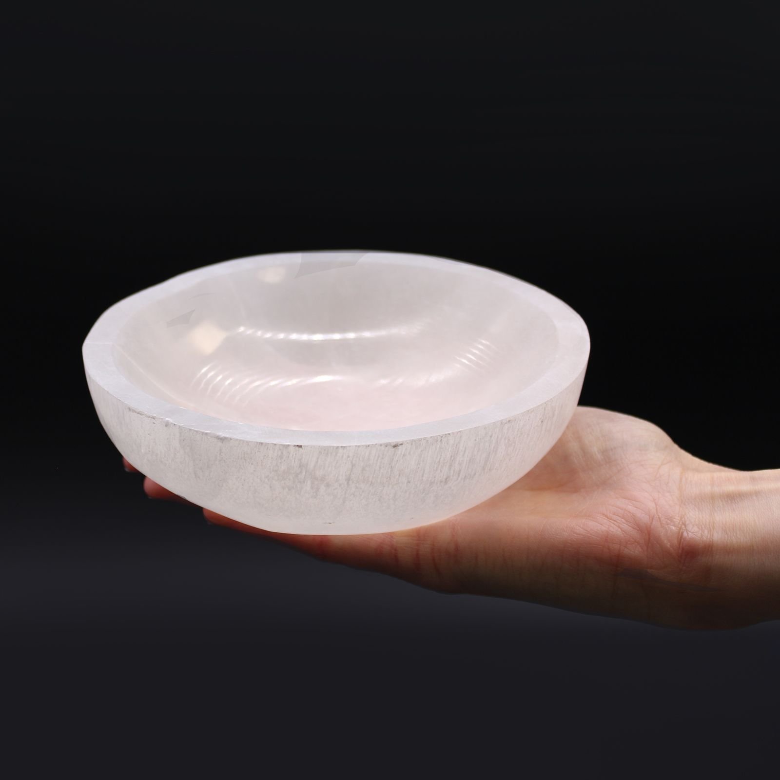 cleansing selenite round crystal bowl 15cm Cleansing Selenite Round Crystal Bowl 15cm - Image 4