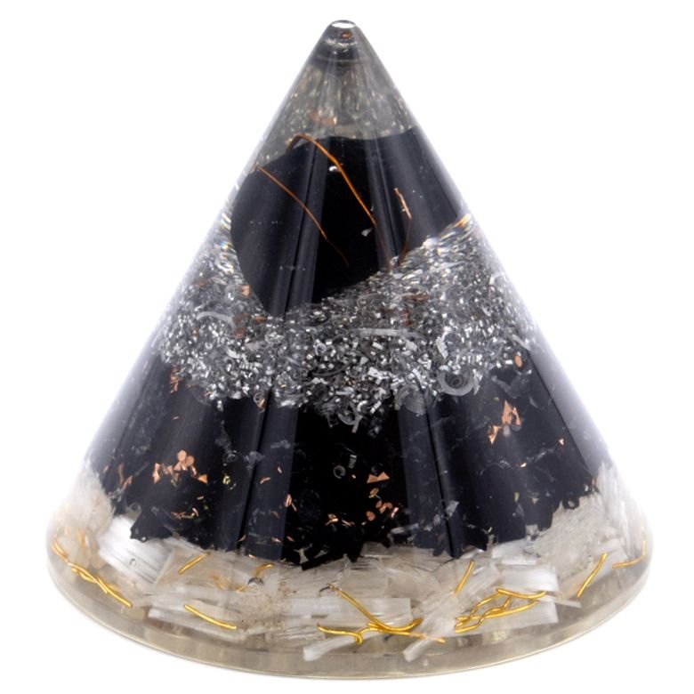 deep cleansing orgonite cone selenite tourmaline Deep Cleansing Orgonite Cone Selenite Tourmaline