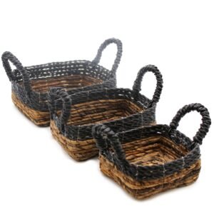 Modern Contrast Storage Baskets Banana Leaf Trio