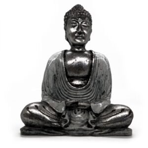 Serene White and Grey Buddha Resin Statue