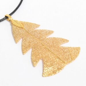 Golden Festive Fir Real Leaf Necklace