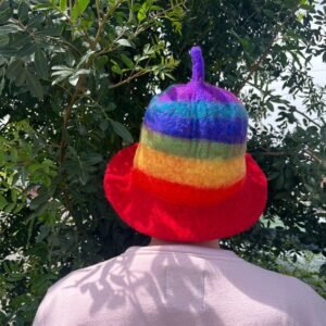 Playful Comfort Sauna Hat Rainbow Wool Felt