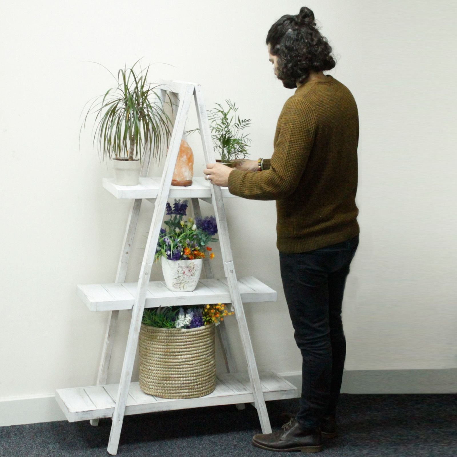 elegant folding a-frame display whitewash wood Elegant Folding A-Frame Display Whitewash Wood - Image 4