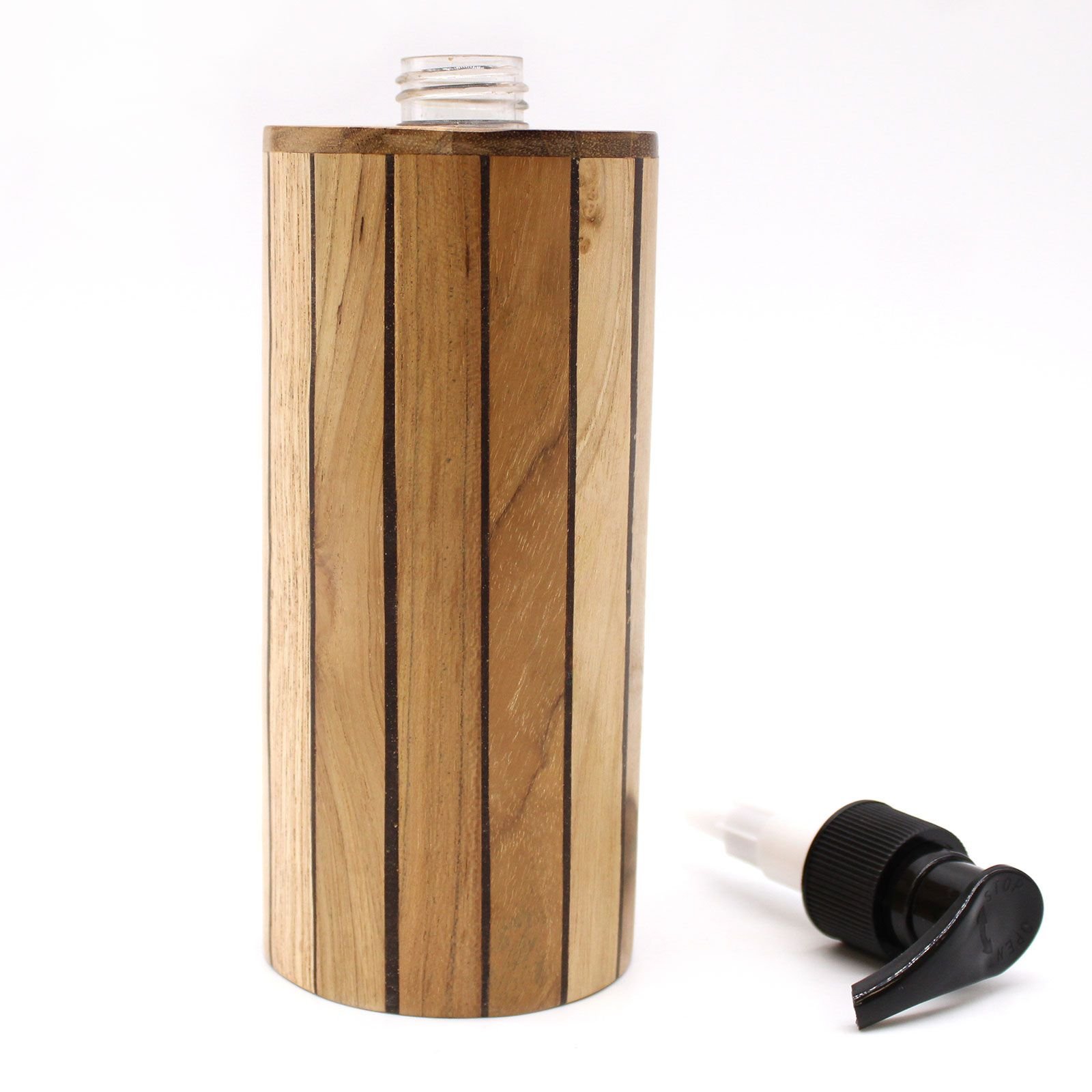 elegant bathroom soap dispenser round teakwood Elegant Bathroom Soap Dispenser Round Teakwood - Image 2
