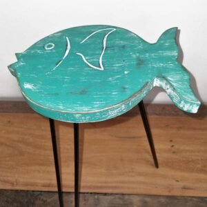 Ocean Breeze Fish Stand Turquoise Albasia Wood