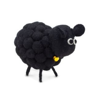 Charming Felt Sheep Figurine Deep Black