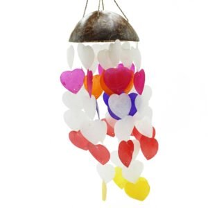 Loving Heart Windchime with White Capiz Shells